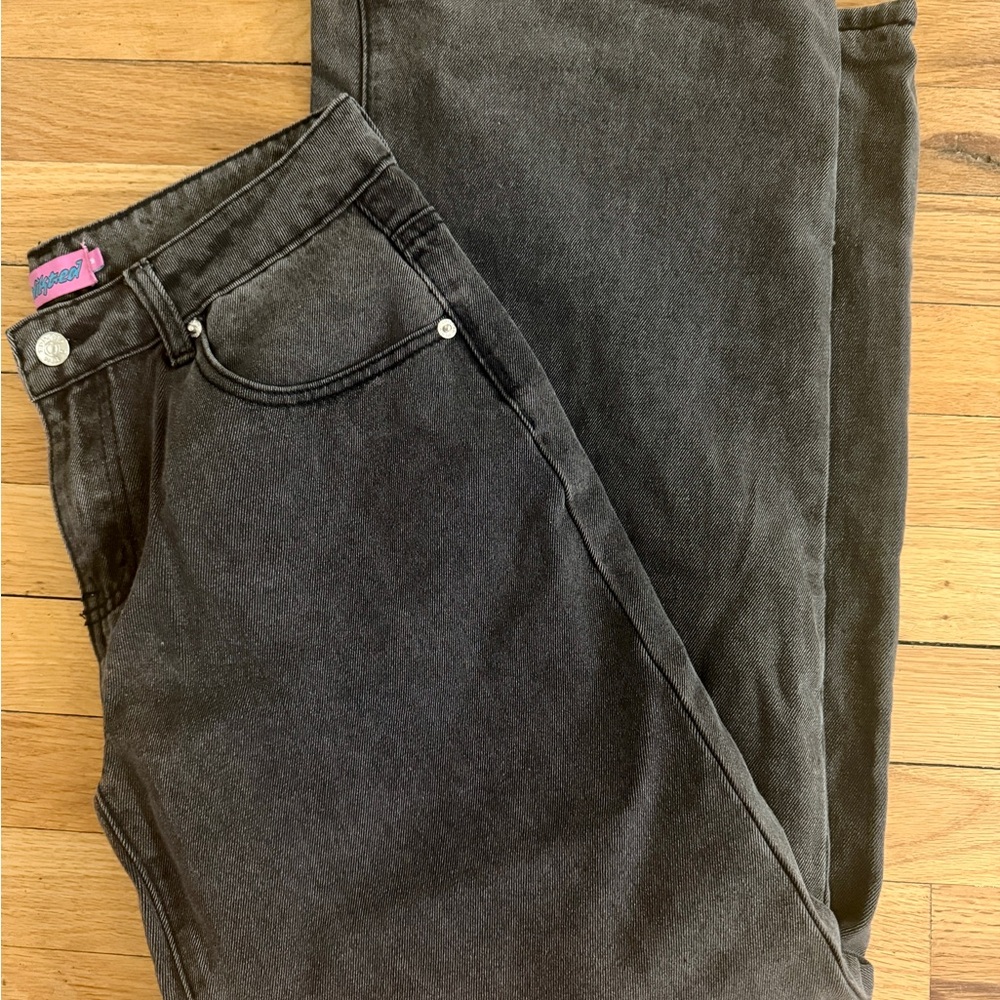 Edikted Charcoal Gray Denim Pants